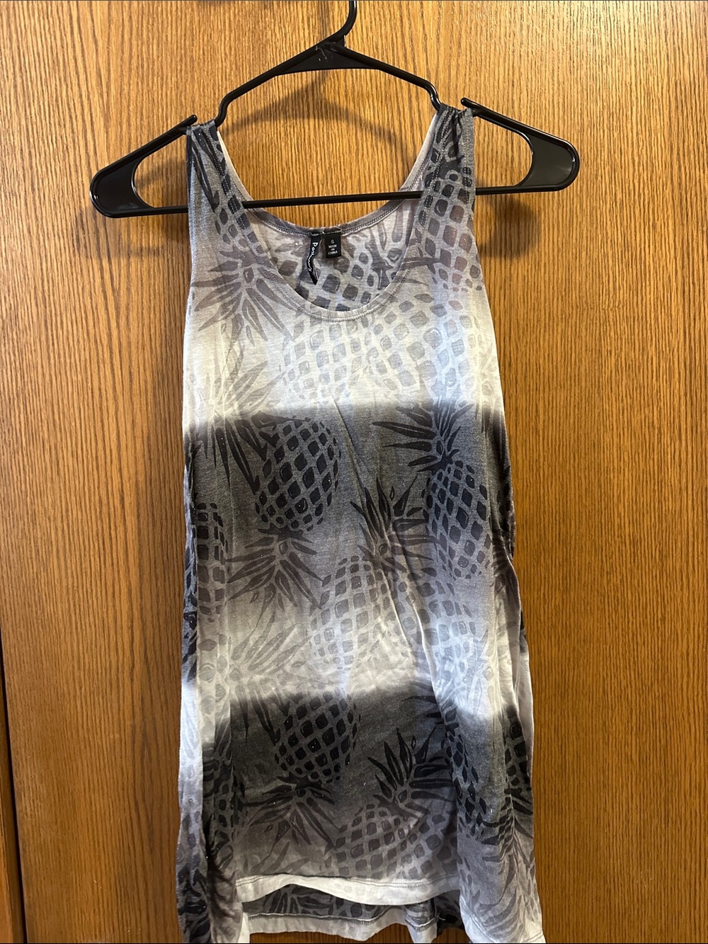 Sleeveless Pineapple-Print Swim Coverup - Gray Ombre